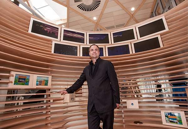 Designer Jason Bruges inside one of the four WWF Experience zones that he and his studio created for the Living Planet Centre