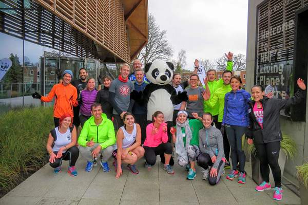 &#39;Team Panda&#39; – some of our amazing active fundraisers, snapped outside the front of the Living Planet Centre