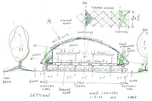 Early concept sketch by Hopkins Architects – August 2010
