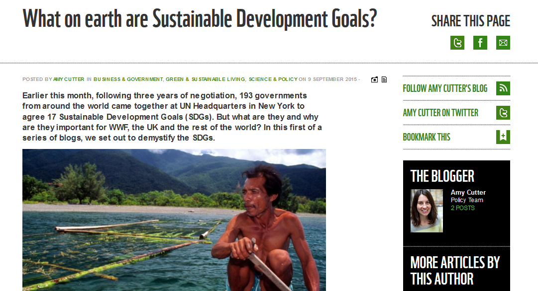 Read Amy Cutter&#39;s blog on SDG&#39;s
