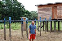 Amiridou in front of the generator hut built with money from the pirarucu festival - © Damian Fleming / WWF-UK Amiridou in front of the generator hut built with money from the pirarucu festival