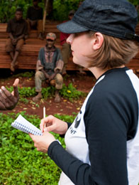 Nicola of WWF-UK at a WWF-supported Baka community forest project, East province, Cameroon