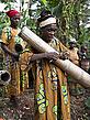 Women, members of a WWF supported project, with hand-woven mats and baskets, Mambele, East province, Cameroon