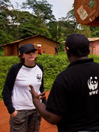 Alphonse of WWF Cameroon and Nicola of WWF UK, East province, Cameroon