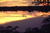 Jaú National Park Sunset over Seringalhinho Lake during the rainy season Amazonas, Brazil 