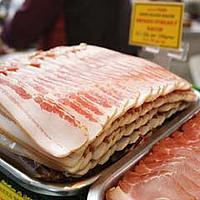 Bacon rashers on market stall