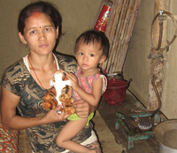 Family with biogas stove - Nepal diary