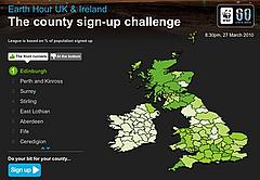 Earth Hour county sign-up challenge
