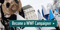 WWF campaigners with panda at the Wave event