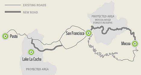 The proposed Pasto-Mocoa road will provide a new, safer route between the two towns