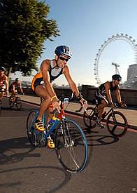 The cycling leg of the London Triathlon
