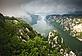 Low clouds over the River Danube flowing through the Iron Gate Gorge, Djerdap National Park, Serbia, June 2009.