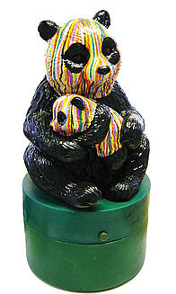 Designer Paul Smith has transformed 
this panda box to reflect his iconic multi-coloured branding
