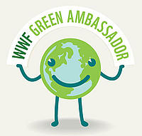 Earth holding Green Ambassador logo