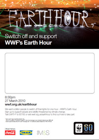 Earth Hour 2010 poster with space to write - low ink