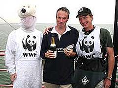 Lewis Pugh after finishing his swim © WWF UK / Robin CLEGG