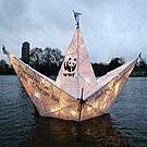 WWF paper boat afloat on the Serpentine