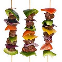 Meat and vegetable kebabs