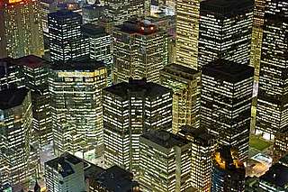 Lit up buildings using large amounts of electricity, Toronto, Ontario, Canada. - © National Geographic Stock/ Jim Richardson / WWF Lit up buildings using large amounts of electricity, Toronto, Ontario, Canada.