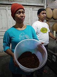 Mrs Dami with her coffee