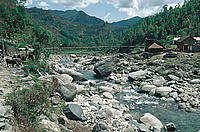 River and suspension bridge - Nepal