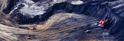 Aerial view of Shell Albian mine north of Fort McMurray, Alberta, Canada