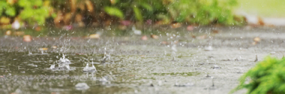 Rain falling in a puddle