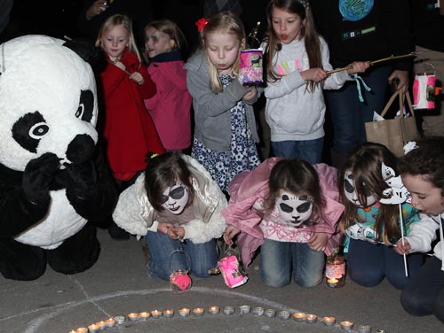 Ysgol Evan James primary school in Pontypridd, Wales - WWF's Earth Hour Community Challenge winners - led off the UK switch-off celebrations 2012 Ysgol Evan James primary school in Pontypridd, Wales - WWF's Earth Hour Community Challenge winners - led off the UK switch-off celebrations 2012