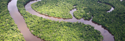 Aerial view over the Amazon river