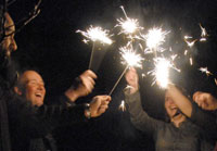 Sparklers at night