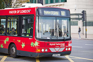 An electric hybrid technology bus in London.
- © Global Warming Images / WWF-Canon An electric hybrid technology bus in London.