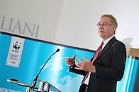 Will Day speaking at WWF Cymru's OPA conference