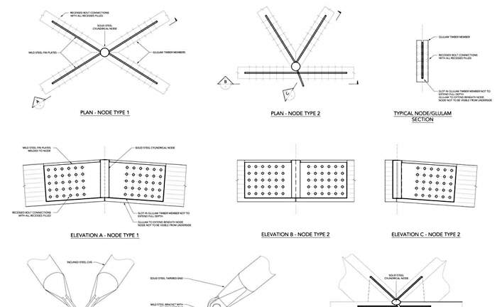 Architectural drawings for roof joint &#39;nodes&#39;