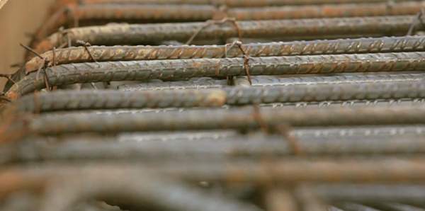 Recycled steel bars, which are used to reinforce the concrete