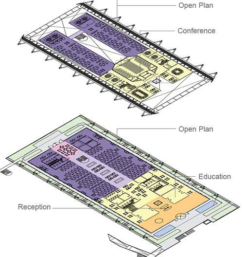 Plan of how the building's two main levels would be used